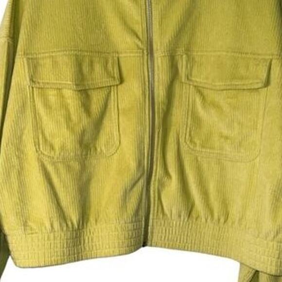 Aerie Top Womens Size XL Neon Green Shacket Crop Zip Front Corduroy Pockets NWT - Picture 4 of 7